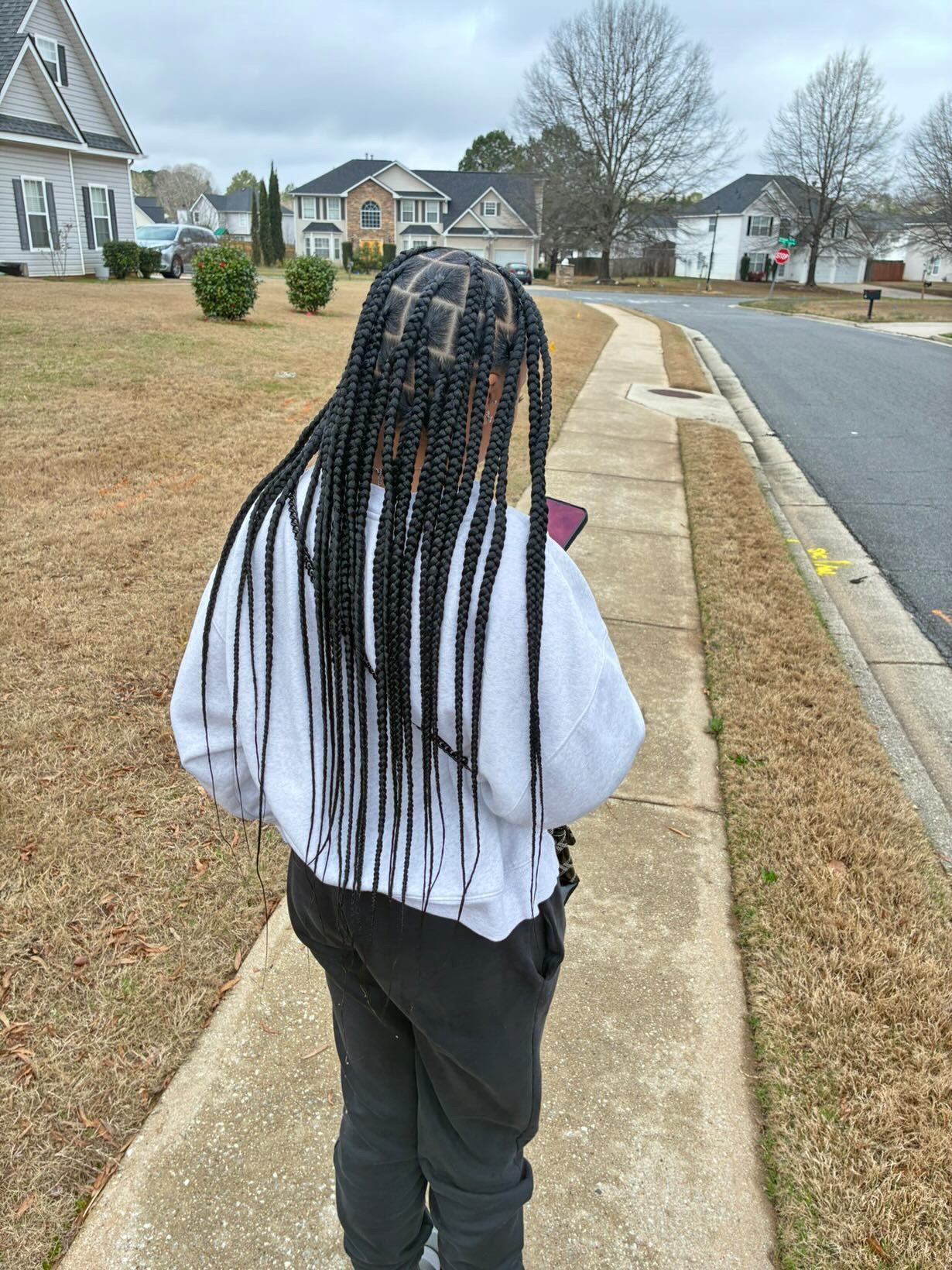 Large knotless braids in black